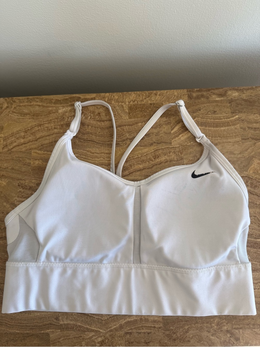 Nike White Adjustable-Strap Light Support Sports Bra
